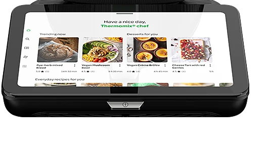 TM7 10-inch touchscreen showing recipes